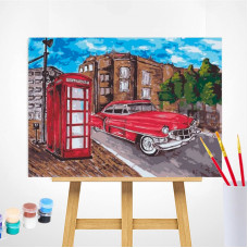 TSVETNOY Painting set by numbers 30x40cm Car at the phone booth, ME1055e