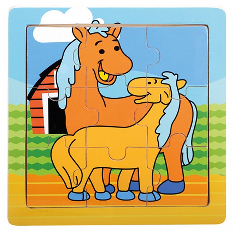 BINO wooden puzzle HORSES 10m+ 88019