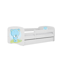 KOCOT KIDS Bed babydreams white blue teddybear with drawer with mattress 180/80