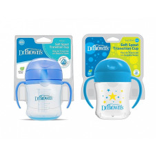 DR.BROWNS Soft-Spout sippy cups with handles and silicone spout 6m + 180ml, TC61004-INTL blue