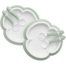 BABYBJORN plate, spoon and fork 4m+, 074061 Powder Green