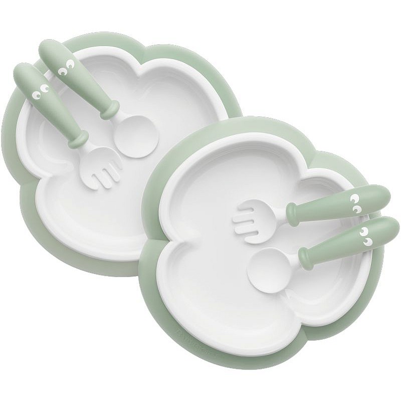 BABYBJORN plate, spoon and fork 4m+, 074061 Powder Green