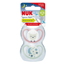 NUK SPACE Night Ortodontic silicone pacifier 18-36m 2pcs. SU99 10739658 PROMOTION