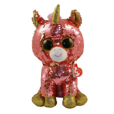 TY Flippables Toy SUNSET SEQUIN CORAL UNICORN reg 24cm, TY36782