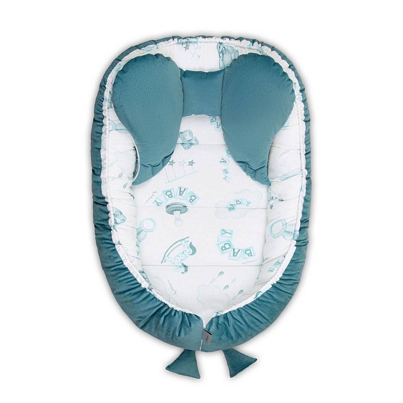 BELISIMA VELVET nest for the newborn BABY BOY, P02-0736, blue