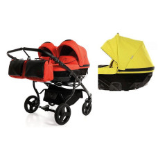 JUNAMA DIAMOND DUO stroller for twins 2in1, 02 yellow / black