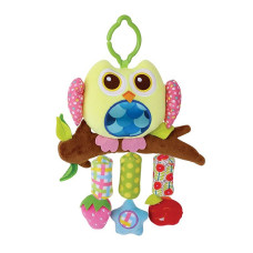 LORELLI Hanging toy with squeaker CAMPANULA - YELLOW OWL, 1019123 0002