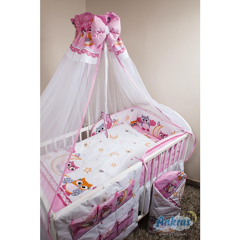 ANKRAS OWLS bed linen 4 parts 135h100sm - 180cm - pink