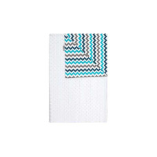 WOMAR MINKY sided plaid 75x100sm white zigzag-turquoise-brown