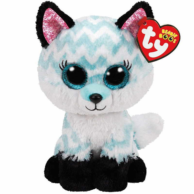 TY Beanie Boos soft toy ATLAS aqua chevron fox TY36368