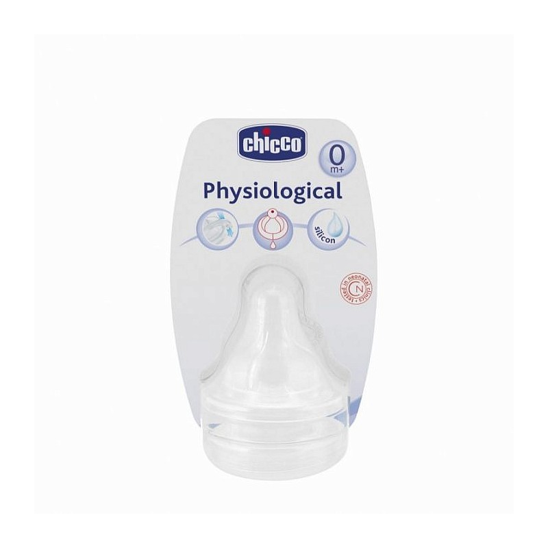 CHICCO physiological silicone teat for bottle 0M+ 1pil, 2pcs, 81625 SALE