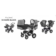 BABYACTIVE TWINNI CLASSIC Strollers for twins 3in1, 04/01 Dark Black is black with a white frame