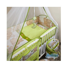 ANKRA FRIENDS Blanket 135x100cm + Pillow 40x60cm + Protector for crib rugs 360cm, green