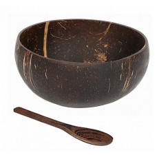 MPORT Coconut shell bowl + wooden spoon