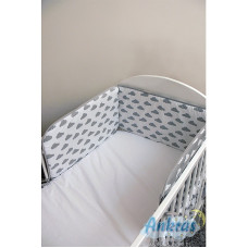 ANKRAS CLOUDS protector for crib rungs 180cm grey/white