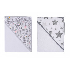 DUET BABY hooded towel 80х80см 415 STARS white (744153)