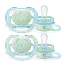 PHILIPS AVENT ULTRA AIR NIGHT Symmetrical silicone pacifier 0-6m, 2 pcs., SCF376/11