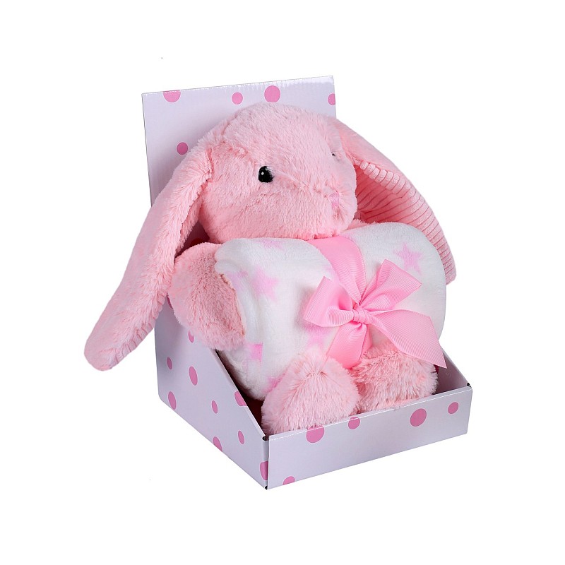 DUET BABY EASY CARE Blanket 75x100cm + Toy 562 RABBIT pink (745617)