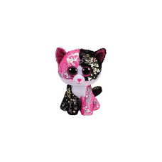 TY Flippables Toy MALIBU PINK BLACK SEQUIN CAT reg 15cm, TY36261