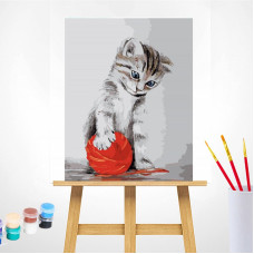 TSVETNOY Painting set by numbers 40x50cm Kitten with a red clew, MG2075e