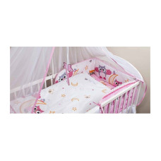 ANKRAS rim for cots Owl 180 cm - pink