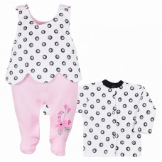 KOALA LOVE BIRDS sliders with blouse size 74, 06-102 white / pink