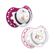 LOVI NIGHT & DAY GIRL silicone soother 6-18m dynamic, 2 pcs. 22/811 SHEEP