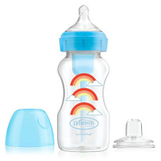 DR.BROWNS Wide-Neck Options+ feeding bottle with wide neck and silicone spout 6m+ 270ml. 1pcs. blue WB91605-P3