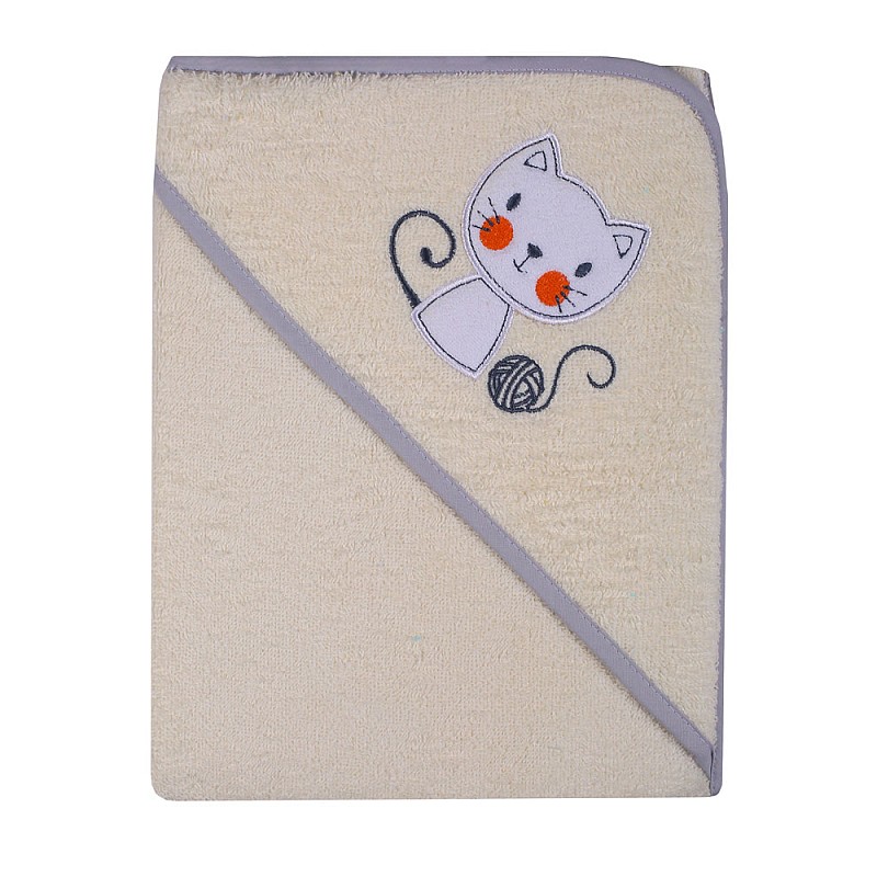 DUET BABY hooded towel HAFT II, 215 (742159) CAT ecru