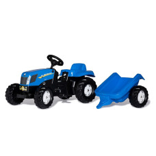 ROLLY TOYS Pedal tractor with trailer Rolly Kid New Holland Agriculture 013074 blue