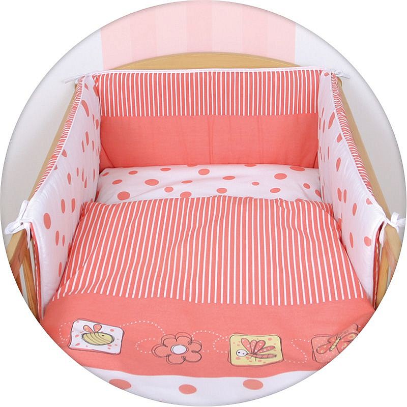 CEBABABY bed linen 3 pieces 135x100cm PEAS CORAL