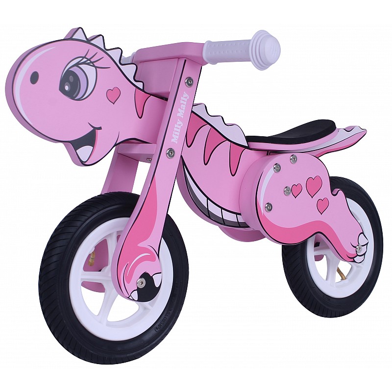 MILLY MALLY Woden Balance Bike DINO PINK