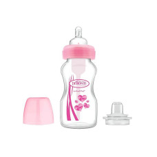 DR.BROWNS Wide-Neck Options bottle-feeding cup with a wide neck and spout 6m + 270 ml. 1 PC. pink