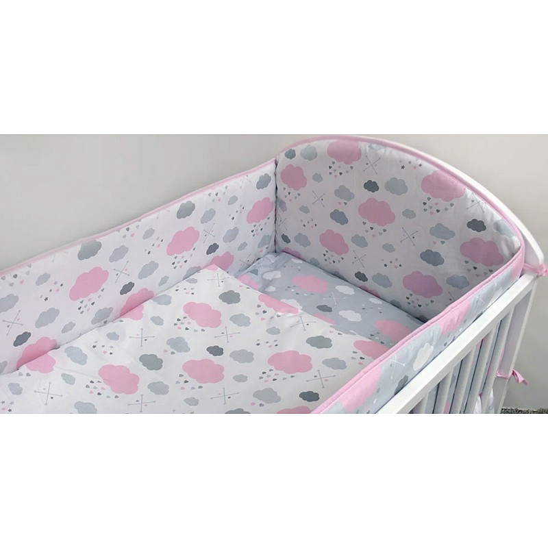 ANKRAS CLOUDS protector for crib rungs 360cm pink