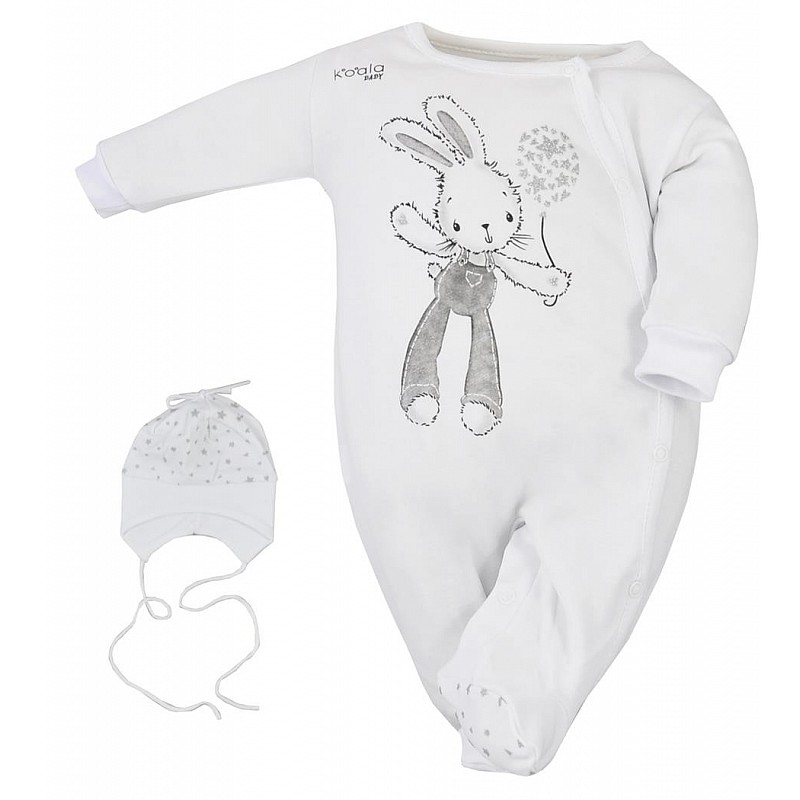 KOALA KROLIK romper with long sleeves + cap size 50 08-021 white