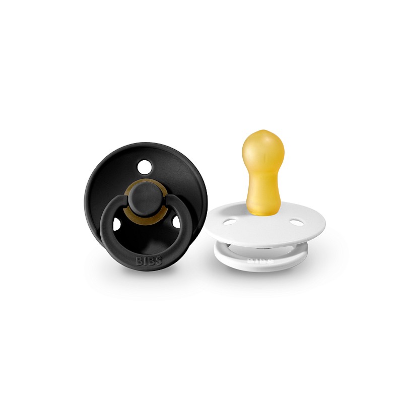 BIBS Colour Пустышка из натурального каучука  Black/White 0-6m, 2шт