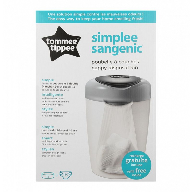 TommeTippee container for diapers Simple Sangenic, white