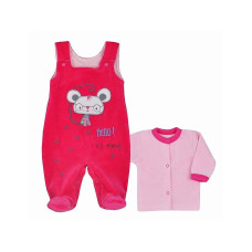 KOALA HELLO velor romper suit with a blouse size 68 04-848 dark pink