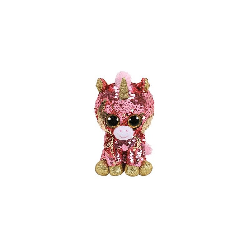 TY Flippables Toy SUNSET SEQUIN CORAL UNICORN reg 15cm, TY36670