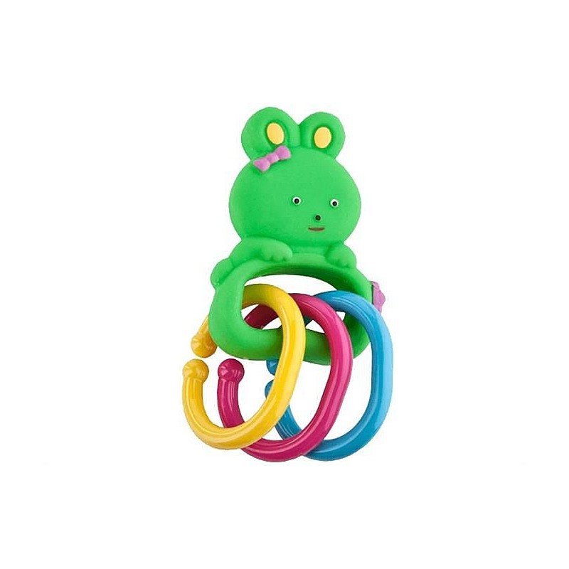 AM Rubber toy bunny with rings, 069a