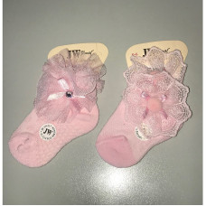 TOMBIS JW Baby socks with lace 0-6m, 5340824 pink