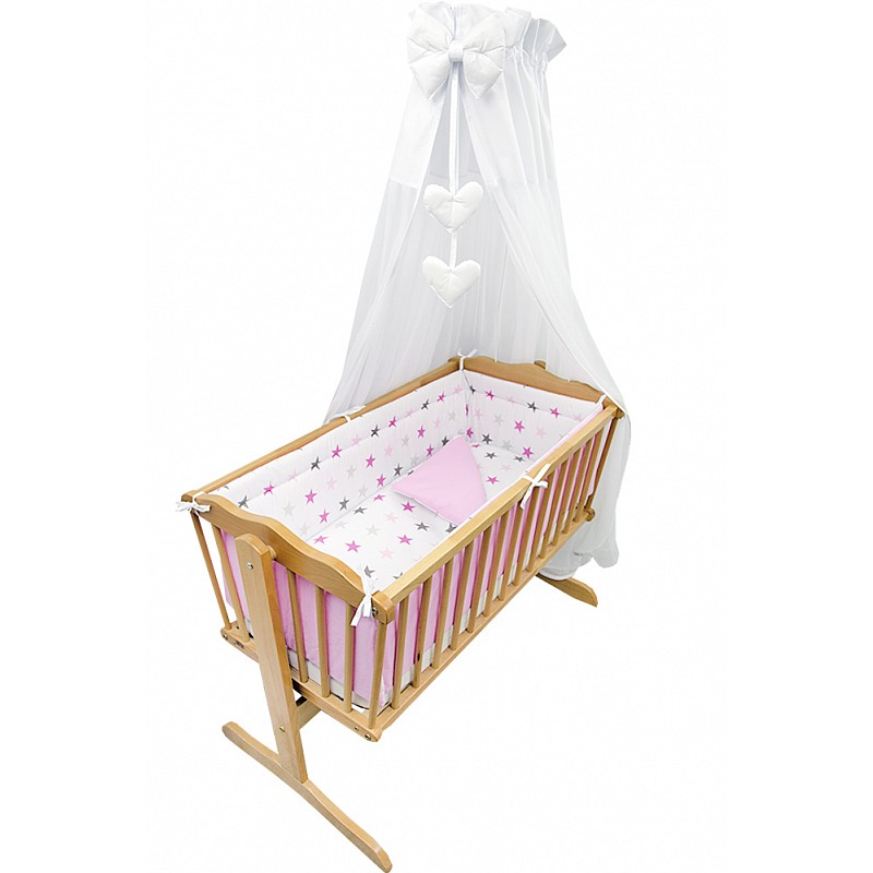 ANKRAS STARS PINK 6 piece cradle bedding set 70x80cm/265cm, col. 42