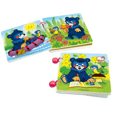 BINO Wooden educational book 3m+ 1pcs 13206