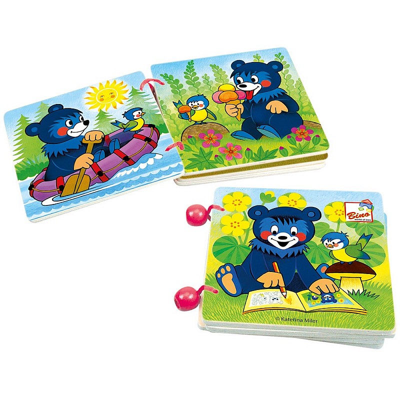 BINO Wooden educational book 3m+ 1pcs 13206