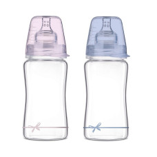 LOVI DIAMOND Baby Shower glass bottle 250ml with silicone soother 3m+ 74/204