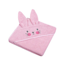 DUET BABY hooded towel 100x100cm ANIMALS II, Bunny 328 pink