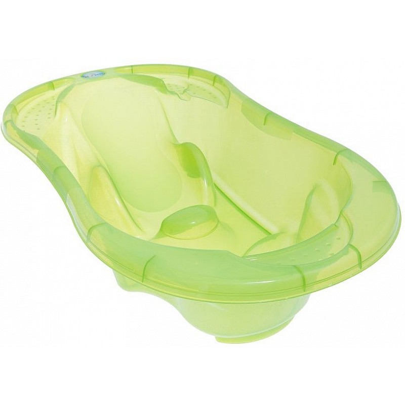 TEGA BABY KOMFORT Anatomical baby bath with plug TG-011 translucent green