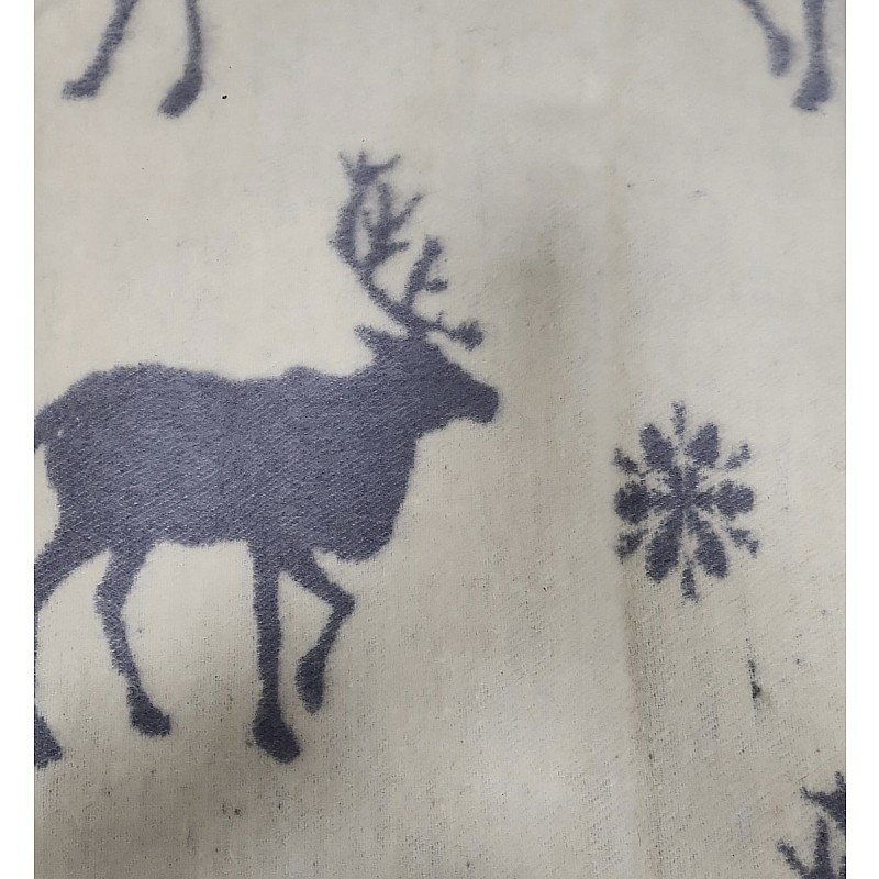 URGA ECO wool blanket 140x100cm DEER WITH SNOWFLAKES white-grey SALE