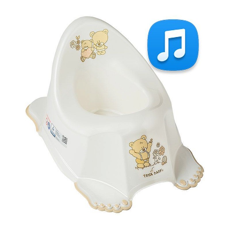 TEGA BABY pot with sound BEAR - pearl white, PO-046