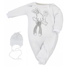 KOALA KROLIK romper with long sleeves + cap size 62 08-022 white